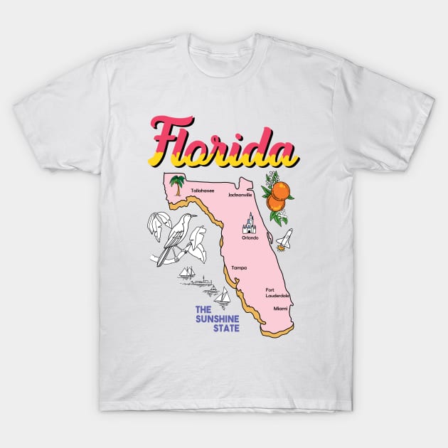 Florida Vintage Map T-Shirt by SuperrSunday